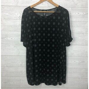 Any Wear by Catherines Women's Size 2X Printed Short Sleeve Shirt Black White